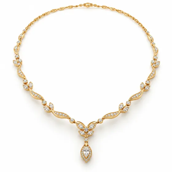 Gold necklace set with diamonds